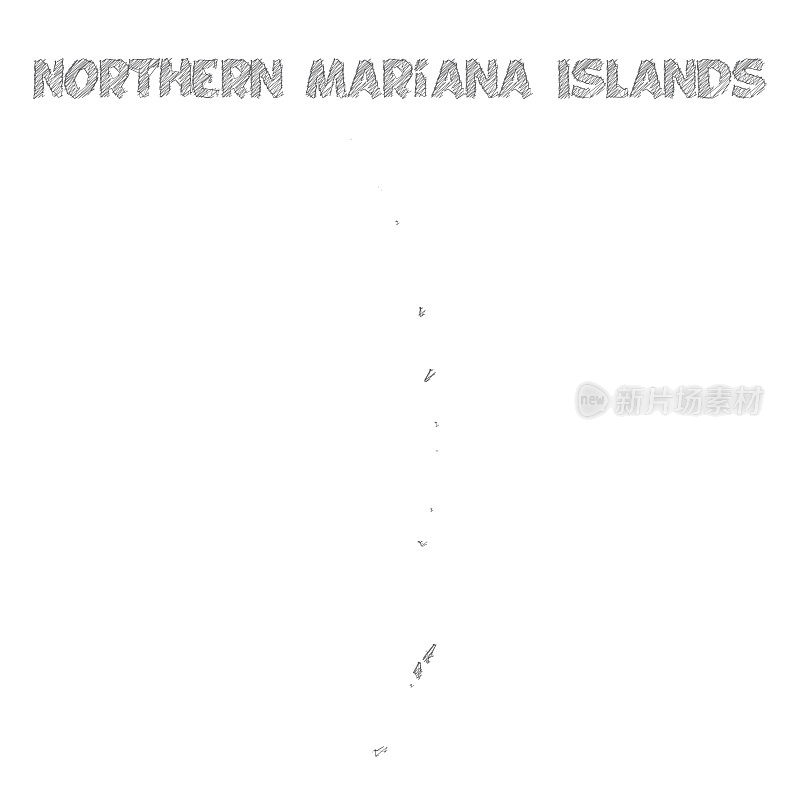 北马里亚纳群岛地图手绘在白色背景