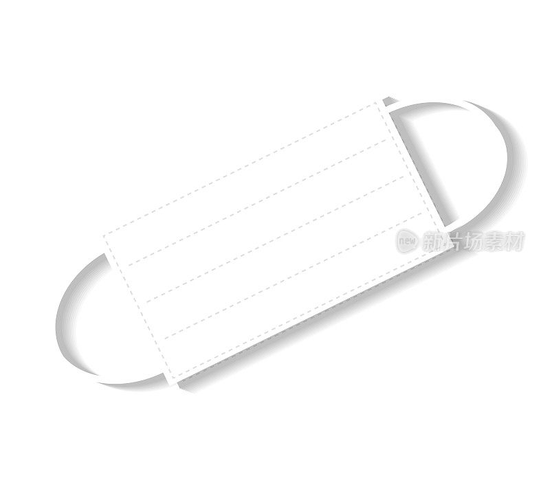 白纸医疗口罩图标孤立在白色背景
