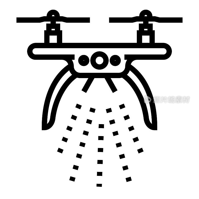 智能农业线图标，轮廓符号矢量插图