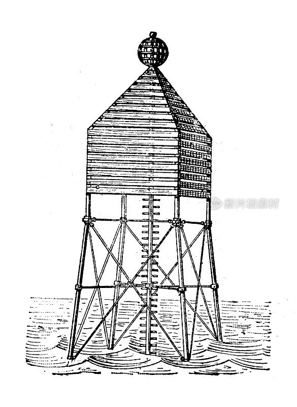 古董插图:灯塔
