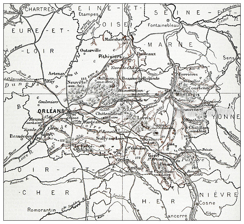 法国卢瓦雷古地图(département)