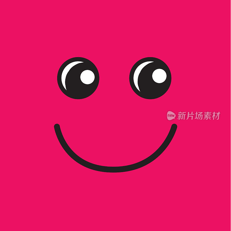 可爱的社交媒体表情，粉红色背景上微微微笑
