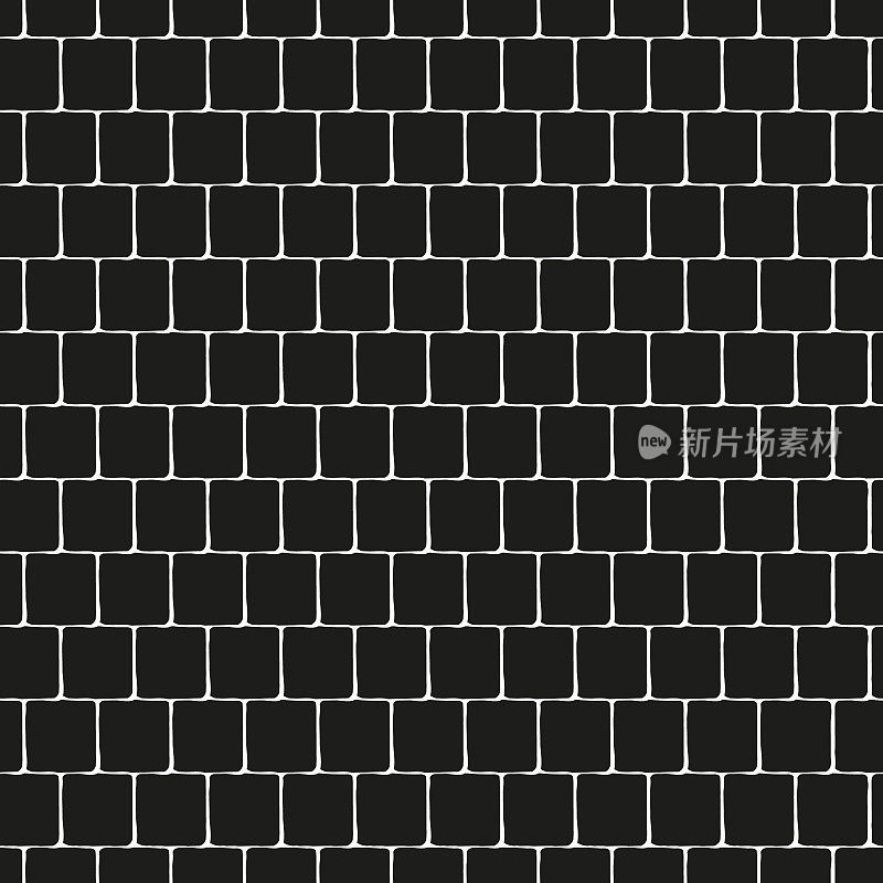 矢量无缝模式的方块黑砖与白线