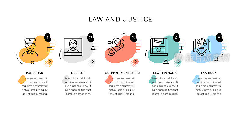 法律和正义信息图概念