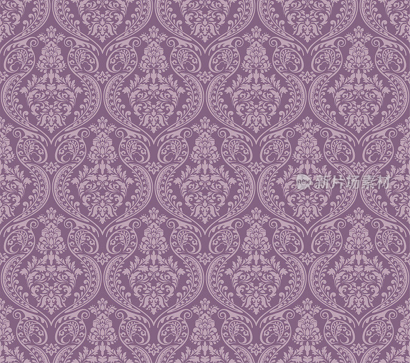 紫色维多利亚锦缎豪华装饰织物图案