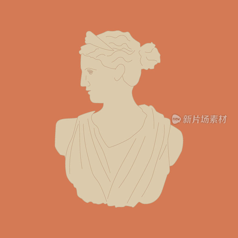 古希腊女神的矢量雕像。凡尔赛的黛安娜或阿尔忒弥斯古典神话雕塑。