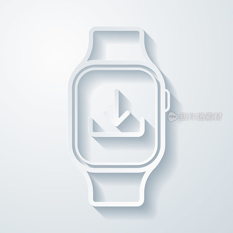 smartwatch下载。空白背景上剪纸效果的图标