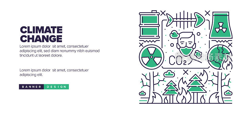 气候变化的概念登陆页，网站横幅设计，在线广告，广告和营销材料