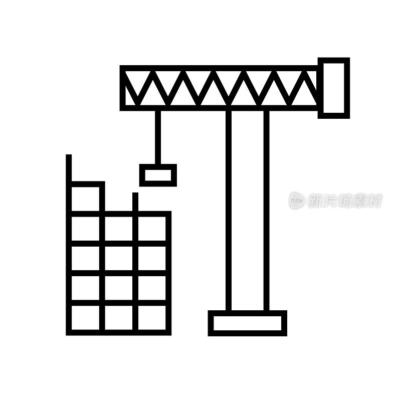 建筑图标。建筑物的建造。向量。
