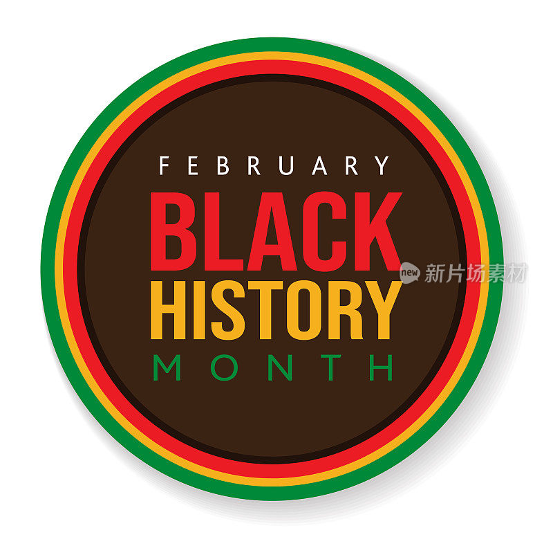 黑人历史月二月概念徽章或标签设计与文字在白色背景