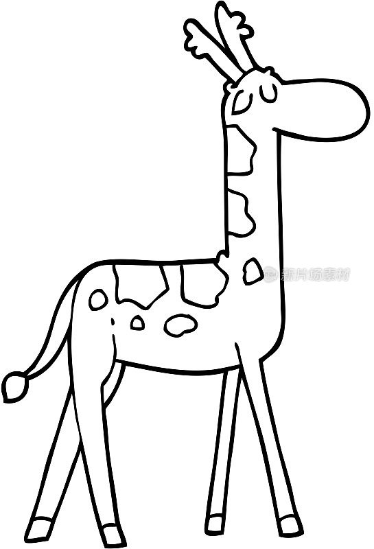 线条画卡通有趣的长颈鹿