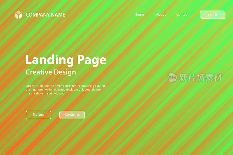 登陆页模板-抽象设计与对角线-新潮的绿色梯度