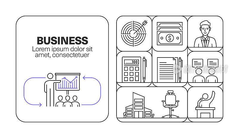 商业横幅线图标集设计