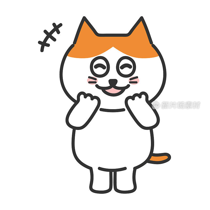 橙色虎斑猫大声笑，矢量插图。