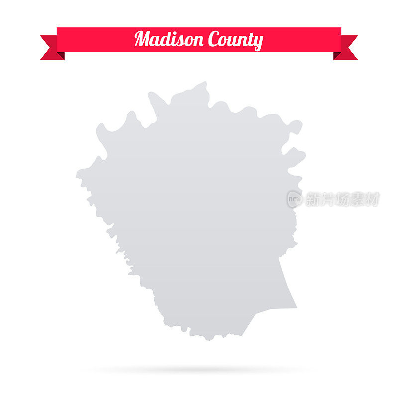 麦迪逊县，肯塔基州。白底红旗地图