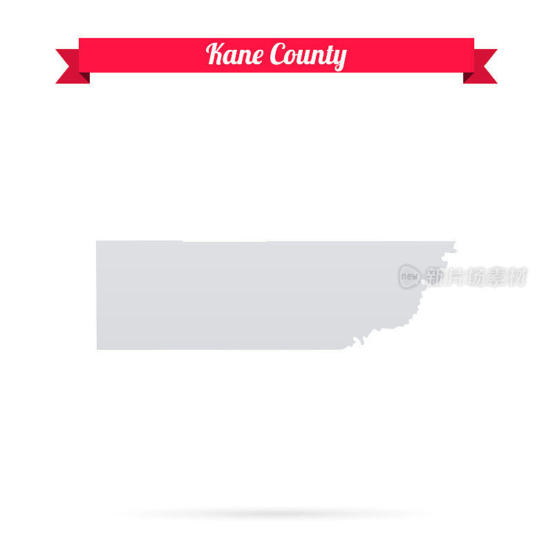 犹他州凯恩县。白底红旗地图