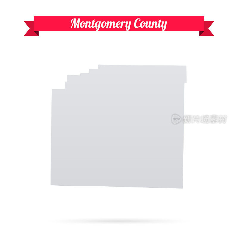 蒙哥马利县，阿肯色州。白底红旗地图