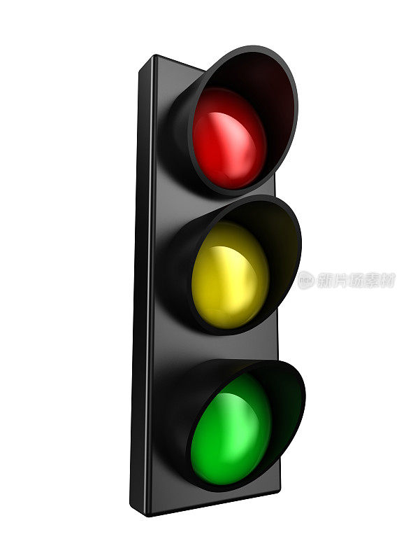 红色、黄色和绿色交通灯的特写
