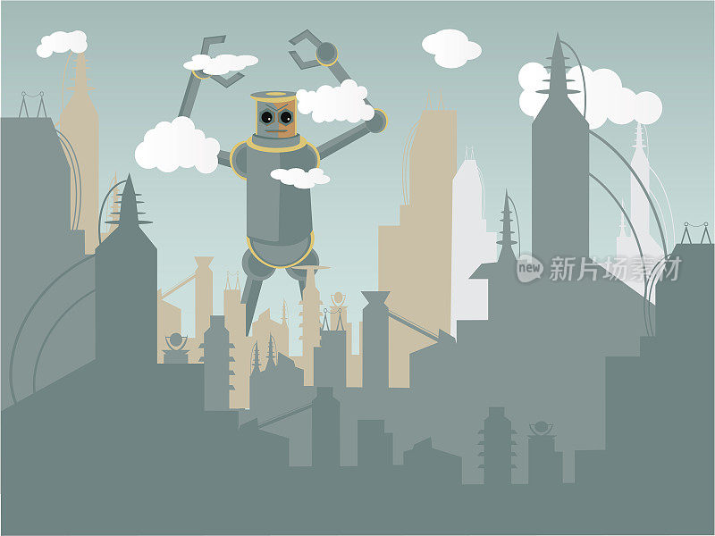 巨型机器人攻击城市
