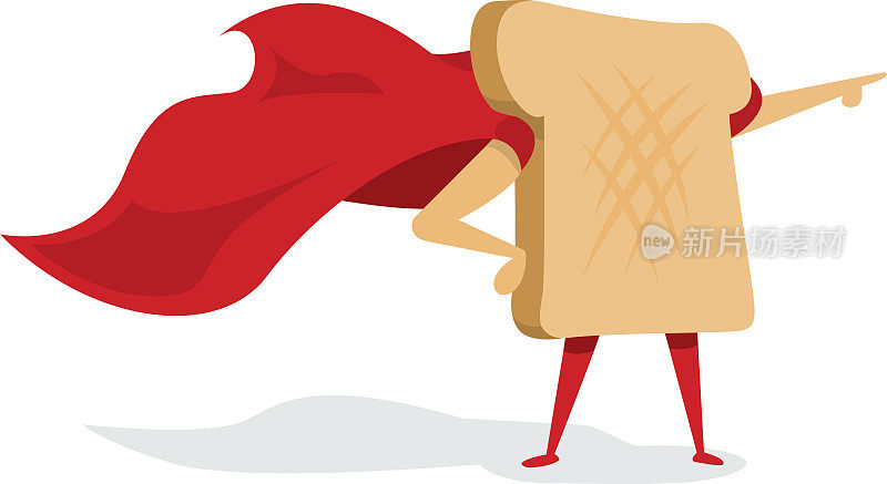 面包或吐司，披斗篷的超级英雄