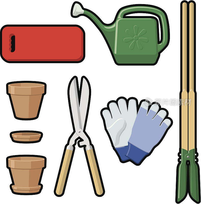室外花园工具-设置3(矢量和栅格)