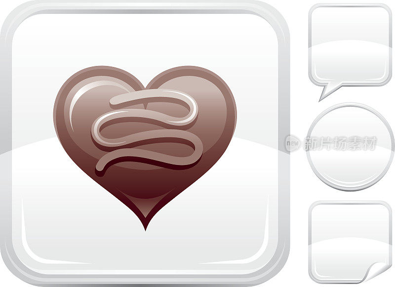 巧克力心形糖果图标上的银色按钮