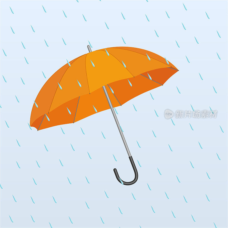 雨中橙色伞的图标。