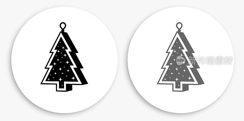 圣诞装饰黑白圆形图标