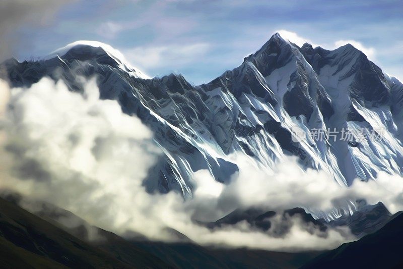 珠穆朗玛峰和洛子山，图案效应