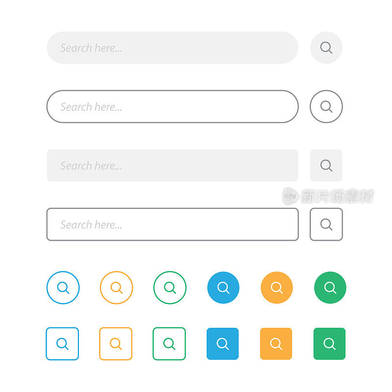 搜索栏和放大镜矢量设计。