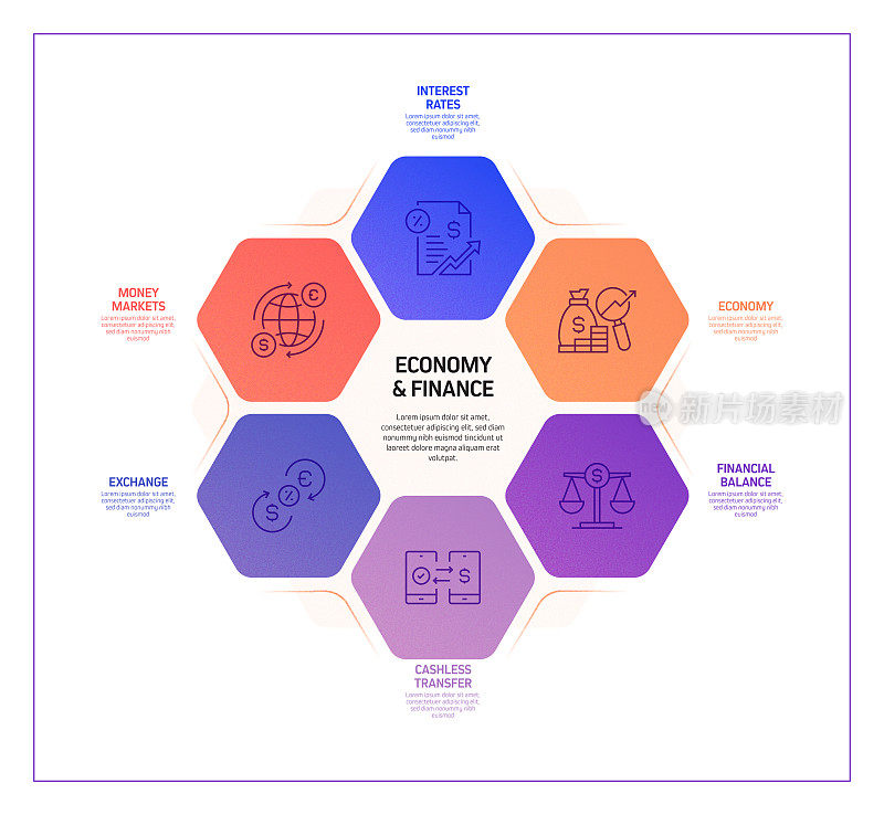 经济和金融概念信息图模板，元素和图标。简单的矢量信息图设计