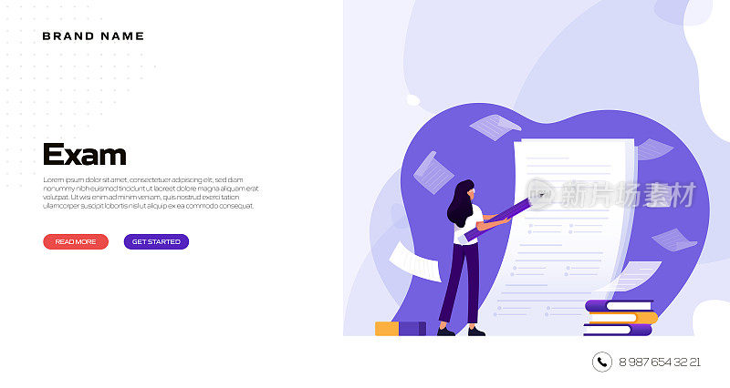 学校，考试相关矢量插图登陆页面模板，网站横幅，广告和营销材料，在线广告，业务演示等。