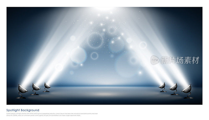 用聚光灯照亮的抽象圆形讲台。颁奖典礼的概念。舞台背景。
