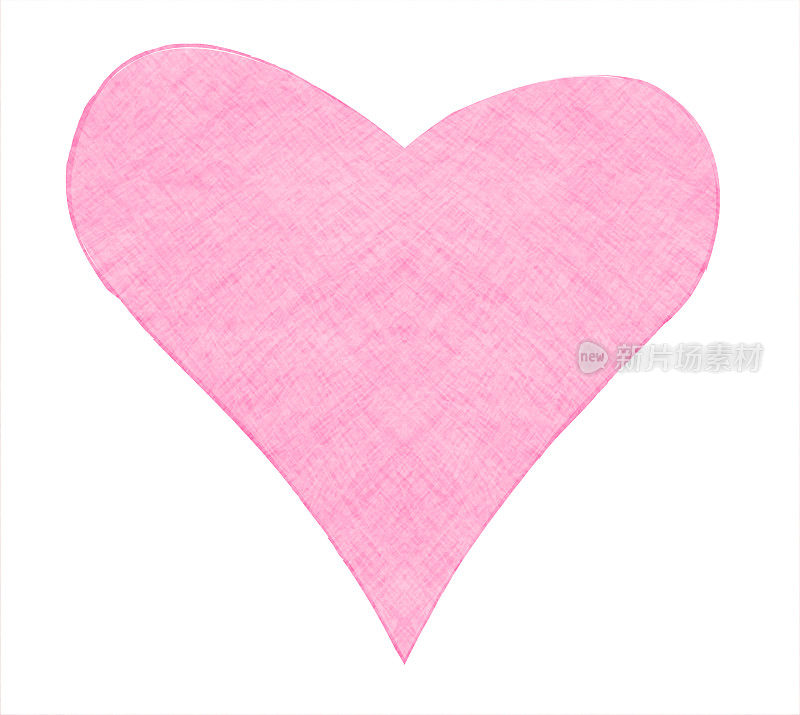 手绘粉红色的心图标与蜡笔画在白色的背景