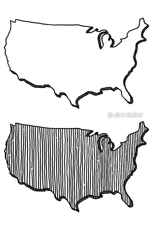 手绘形状的美国