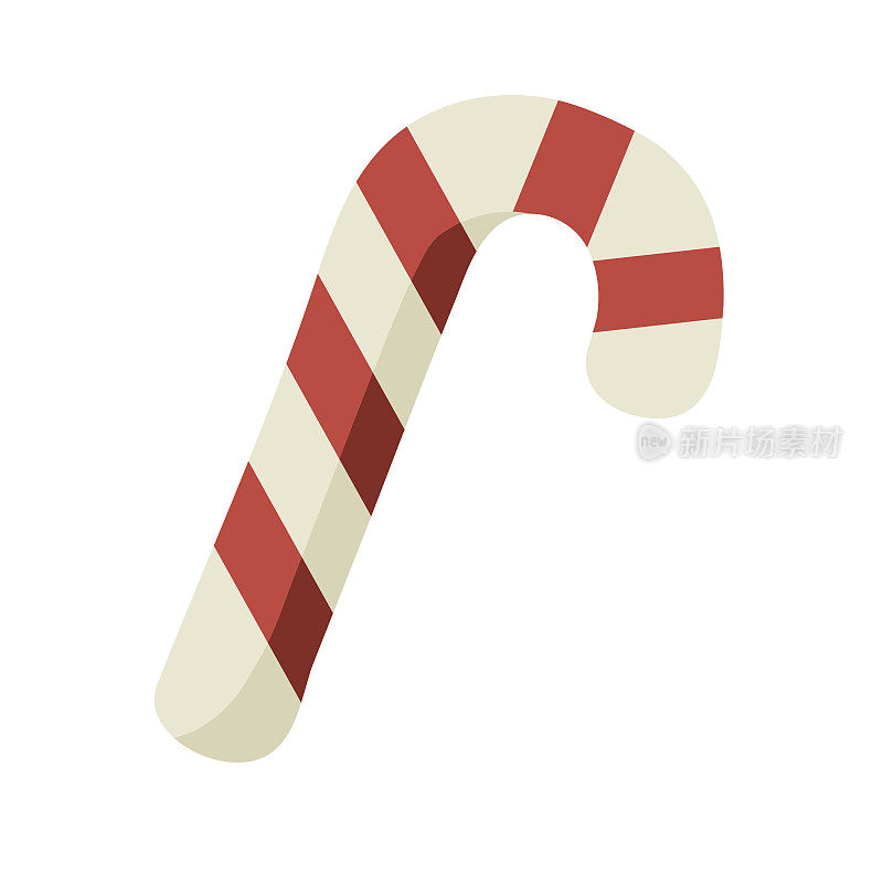 圣诞平面设计标志:红色条纹糖果手杖