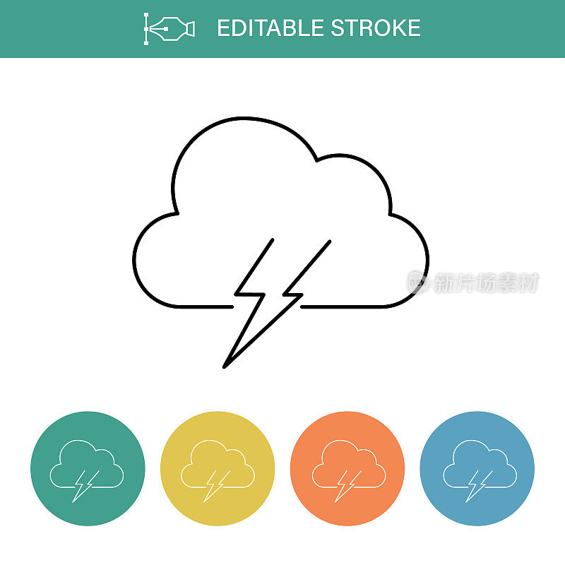 雷暴-天气可编辑的细线图标