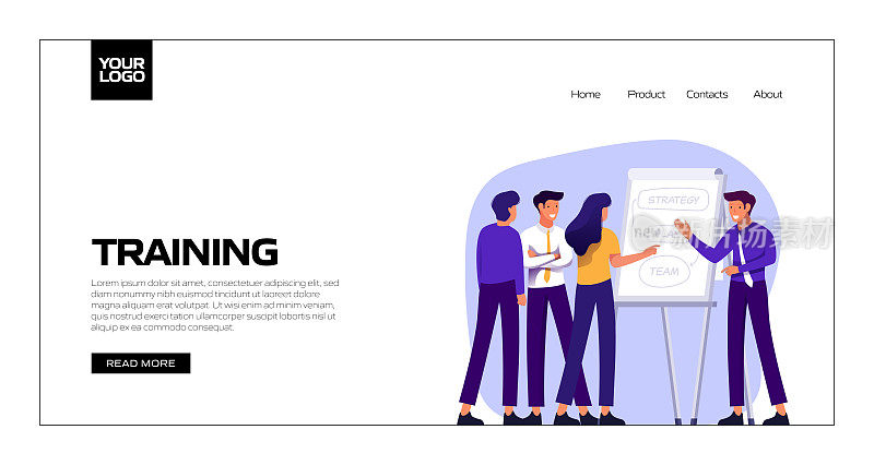培训概念矢量插图登陆页面模板，网站横幅，广告和营销材料，在线广告，业务演示等。