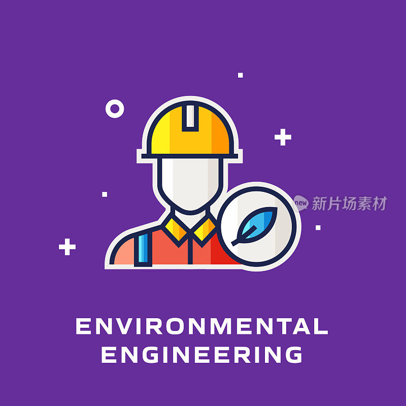 环境工程平面线图标，轮廓矢量符号插图。