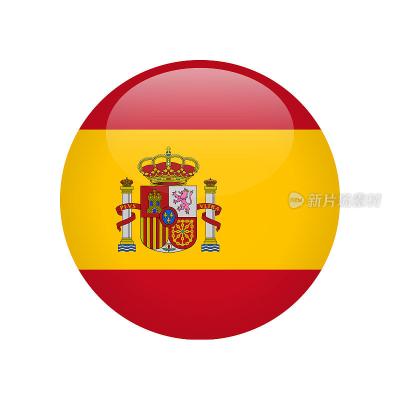 西班牙-旗帜图标矢量插图-圆形