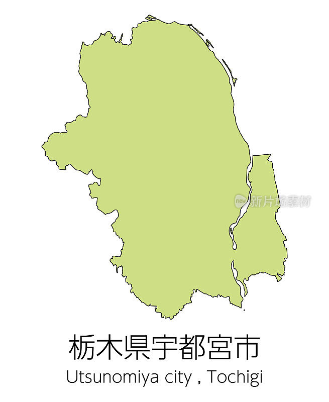 日本枥木县宇都宫市地图。翻译为:“枥木县宇都宫市。”
