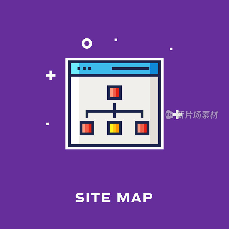 网站地图平线图标，轮廓矢量符号插图。