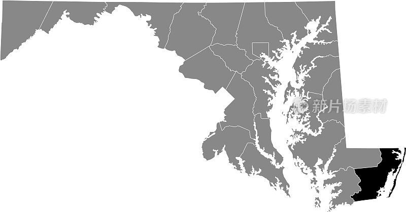 美国马里兰州伍斯特县的位置地图