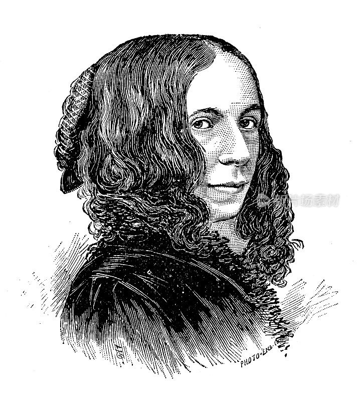 过去著名作家的肖像:伊丽莎白・巴雷特・勃朗宁