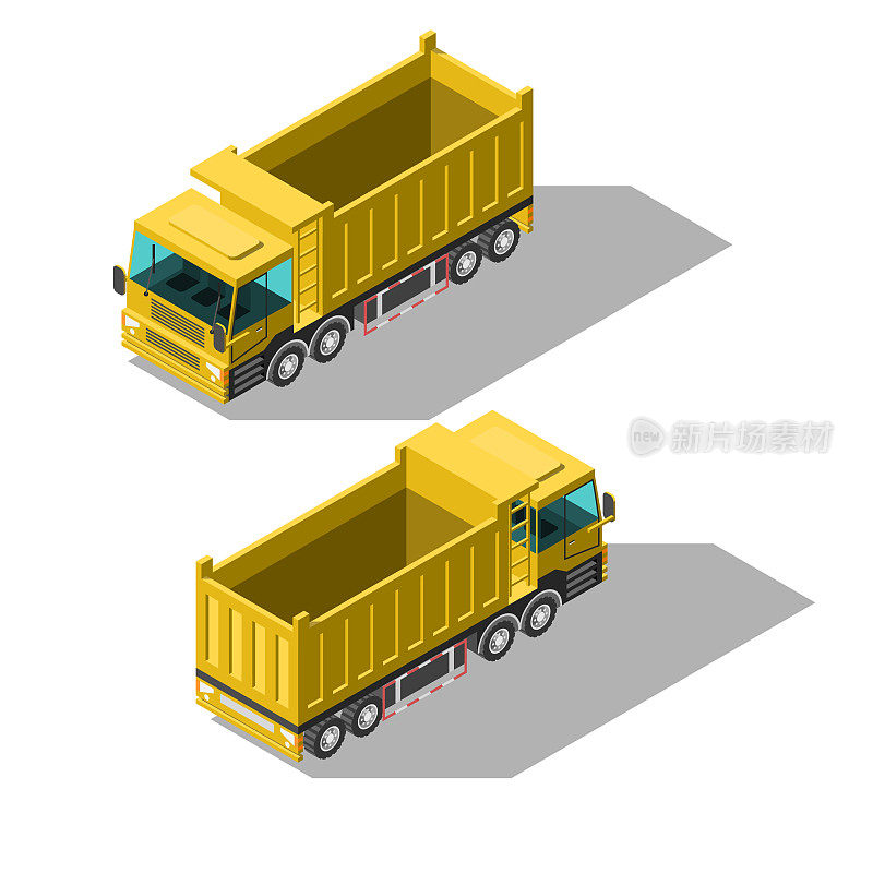 三维等距自卸汽车运输作业技术矢量设计风格