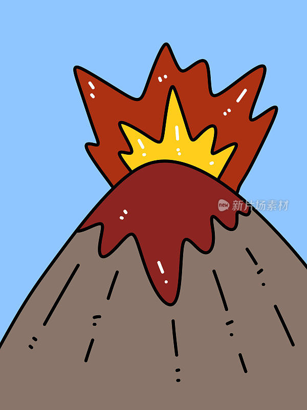 火山喷发的卡通
