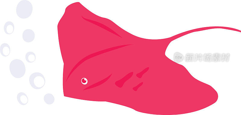 鞭尾黄貂鱼概念，黄貂鱼矢量颜色图标设计，深海生物符号，水生元素符号，水下动物库存插图，