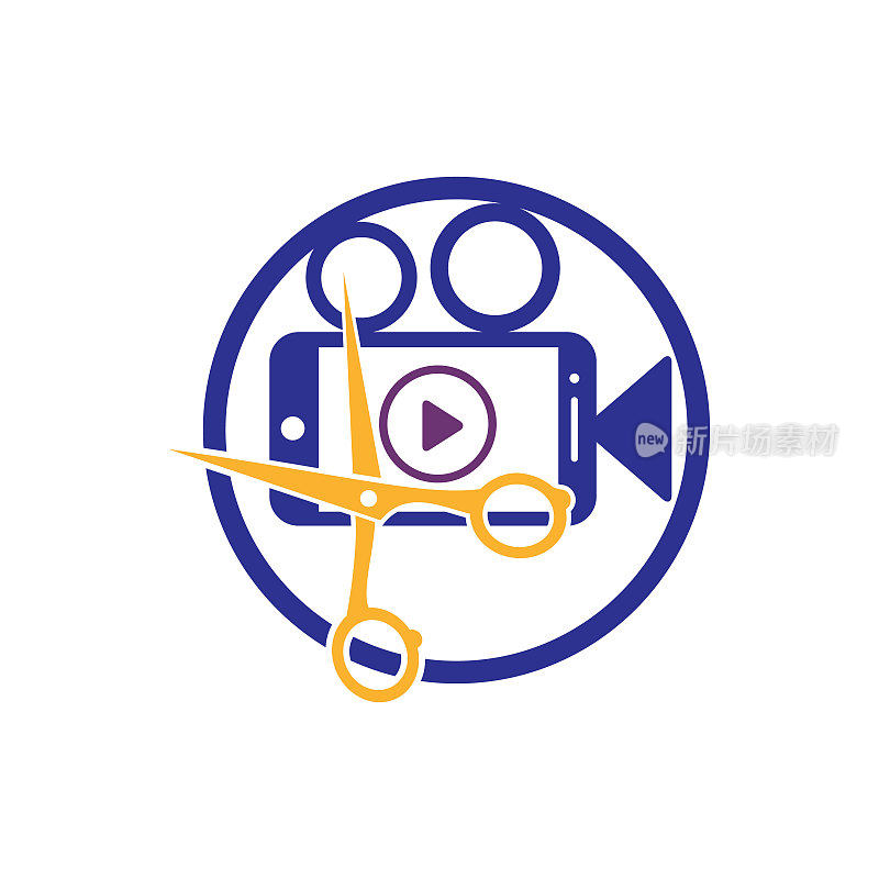 电影电影编辑矢量标志设计。视频编辑logo概念。