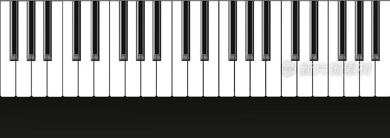 逼真的钢琴键。乐器键盘。向量