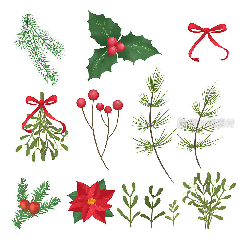 传统的公司节日卡片，有圣诞树，驯鹿，华丽的花框，背景。